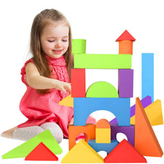 LOLO TOYS large foam blocks ready for easy stacking and imaginative construction for toddlers.