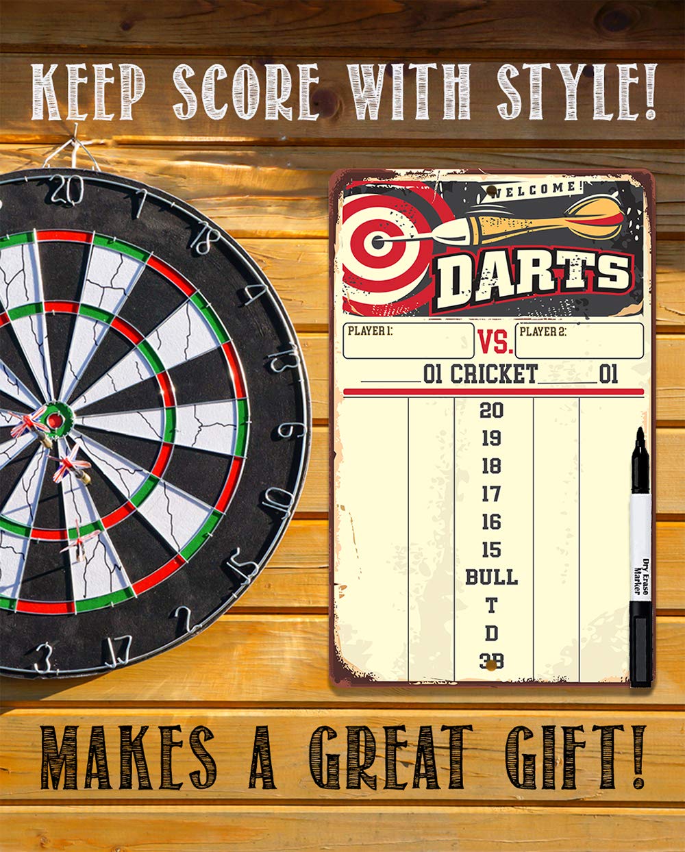 Lone Star Art Dart Scoreboard with magnetic marker for quick updates