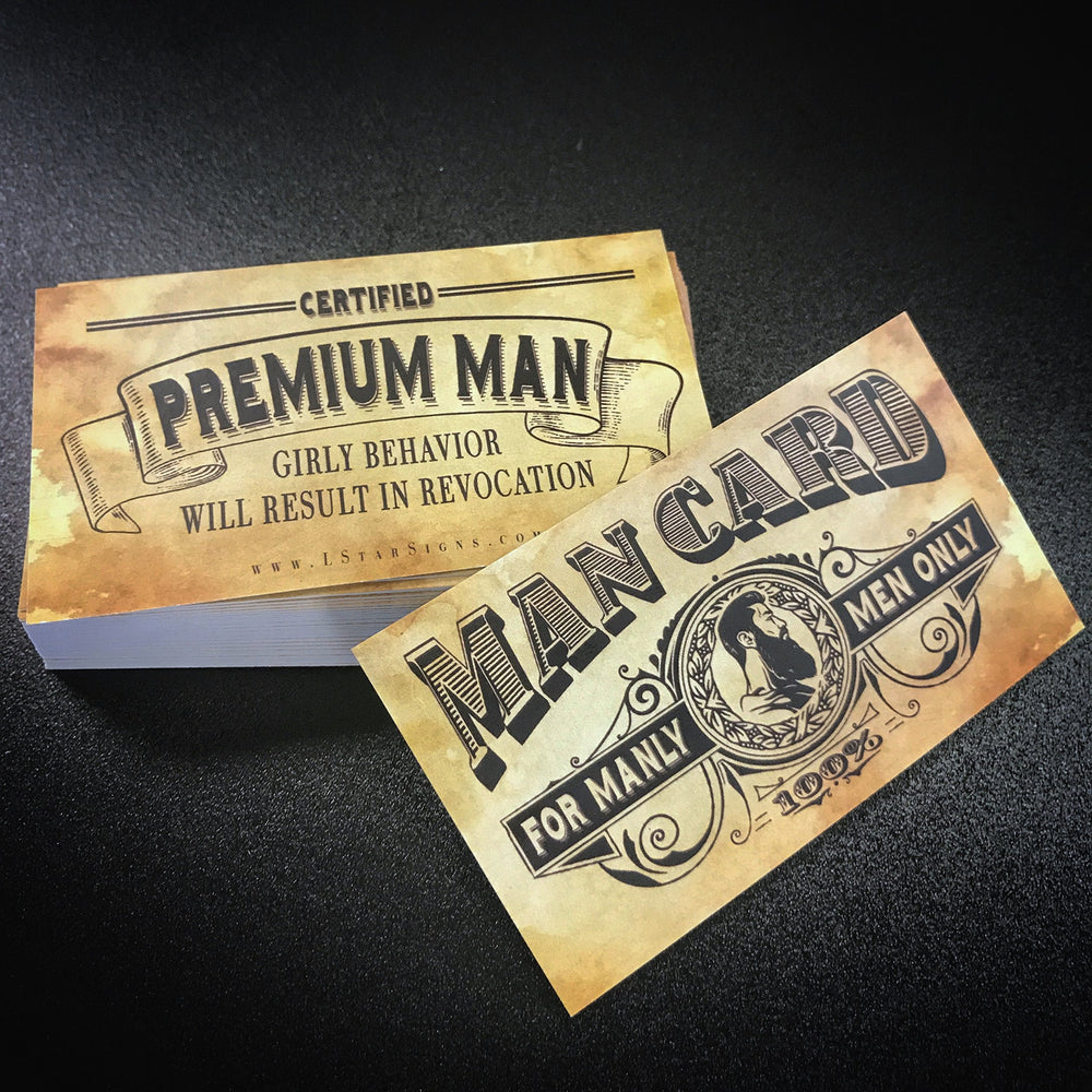 Lone Star Signs SATOHA Man Card front view highlighting bold design for networking