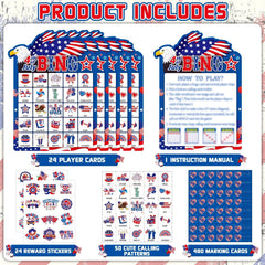 Lonfliness eagle wings bingo cards highlight patriotic design for engaging large groups.