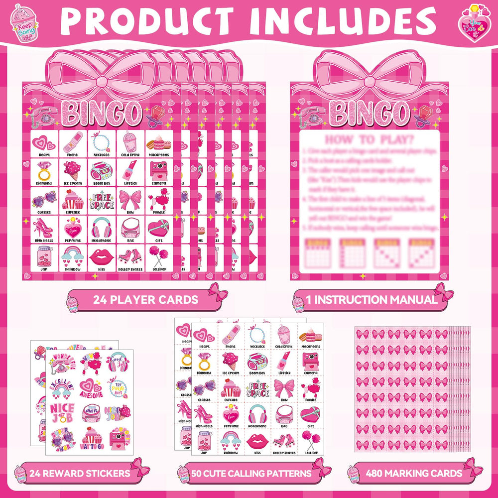 Lonfliness Pink Bow Calling Cards to guide rounds