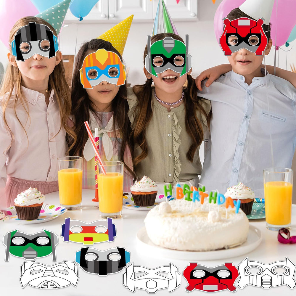 Lonfliness robot coloring mask design 6, great for themed parties and school projects