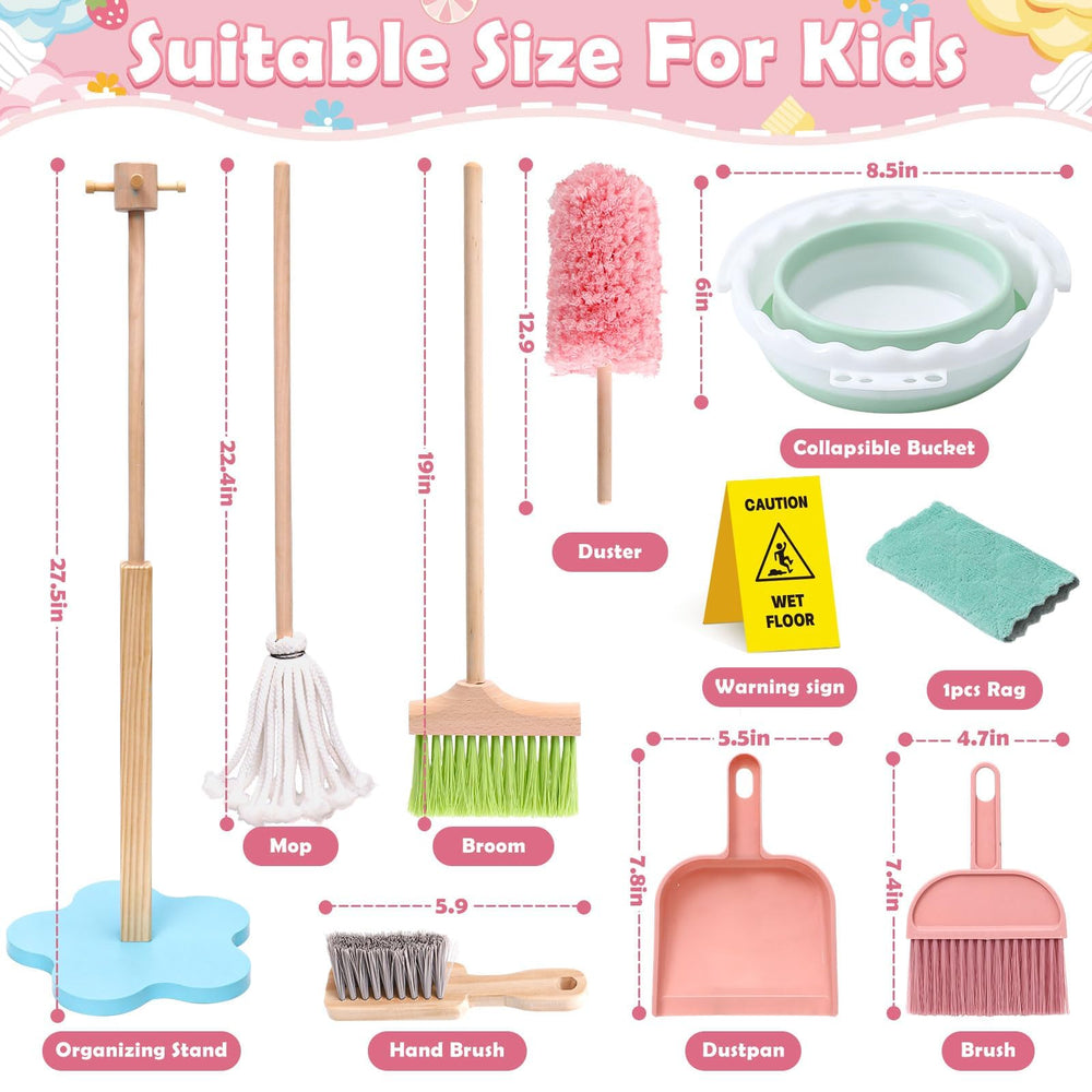 Lonico wooden cleaning broom promotes imaginative housekeeping for kids