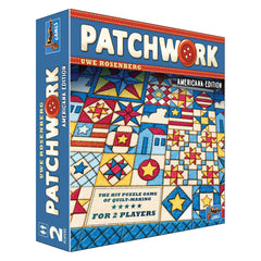Lookout Patchwork Americana Edition board game cover with vibrant Americana art for family-friendly play.
