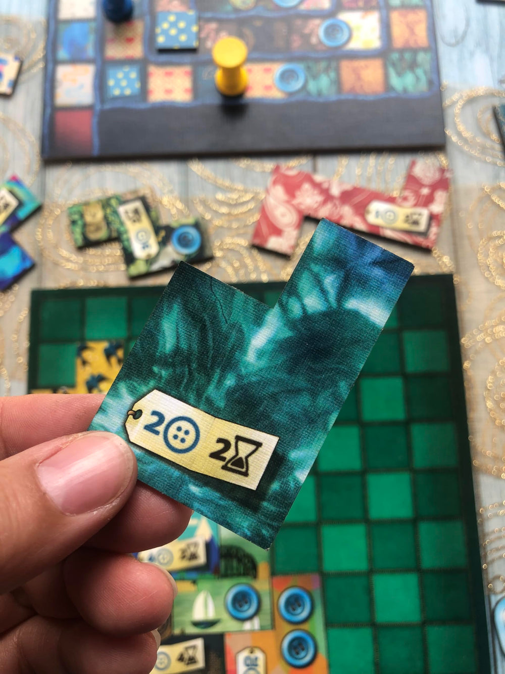 Lookout Patchwork sewing machine token serves as a neutral piece