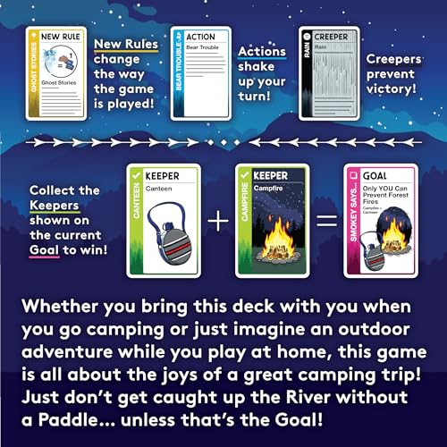 Looney Labs Camping Fluxx campfire night setup invites easy, engaging rounds.