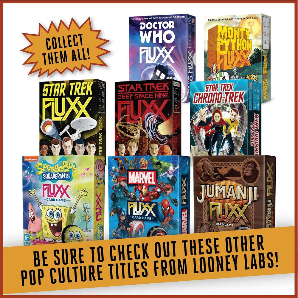 Looney Labs Jumanji Fluxx artwork detail highlights movie-inspired vibes