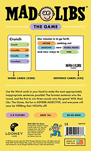 Looney Labs Mad Libs sentence starters spark humorous sentence construction