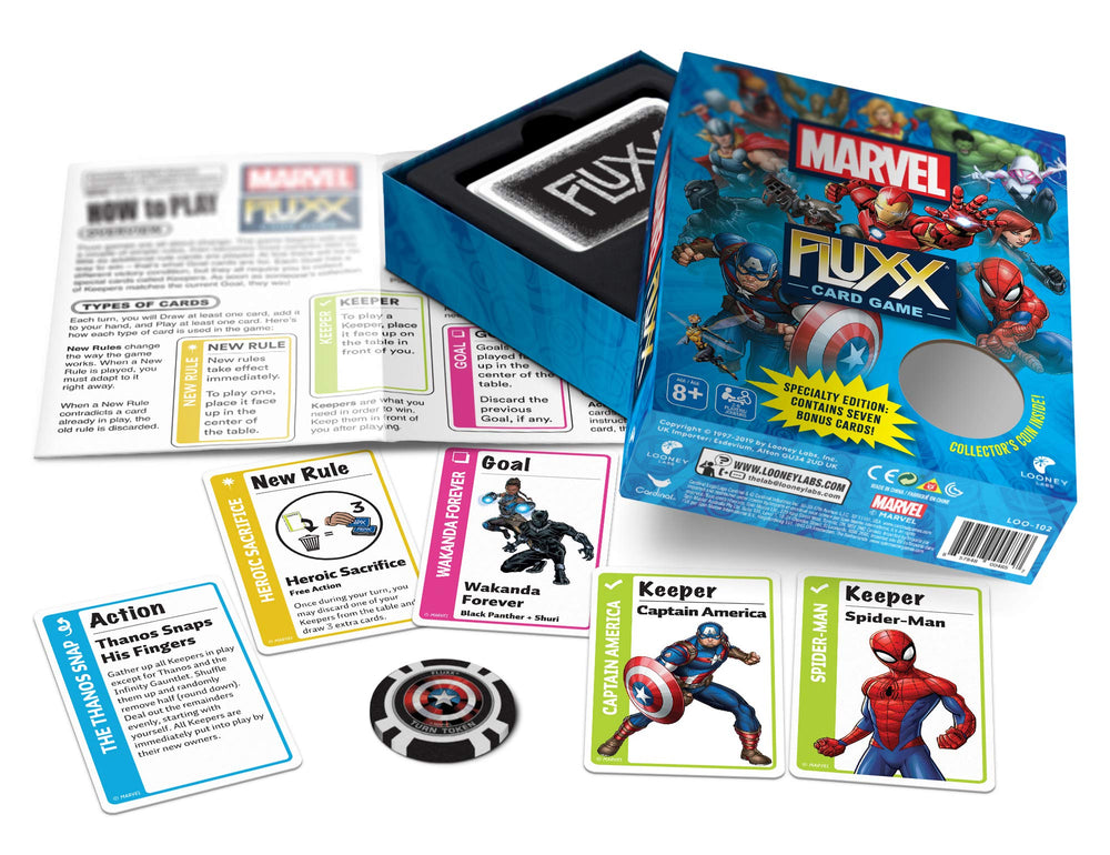 Looney Labs Marvel Fluxx age 8 plus suitable for family game night