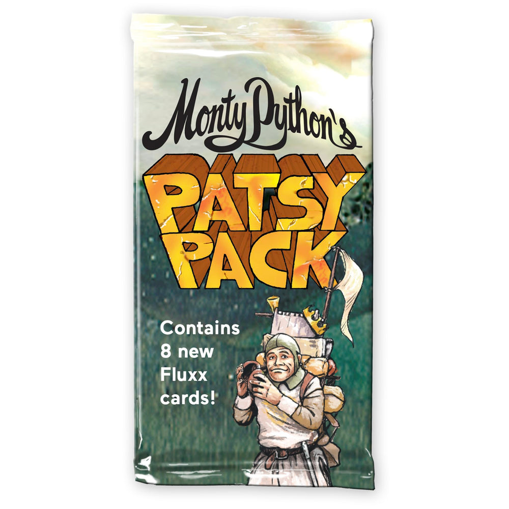 Looney Labs Monty Python Patsy Pack expansion cards bring iconic sketches to Fluxx for themed game nights.