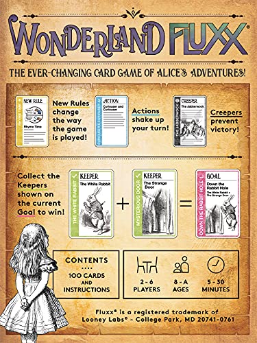 Looney Labs Wonderland Fluxx: Tweedle Dee and Dum, lively rule changes.