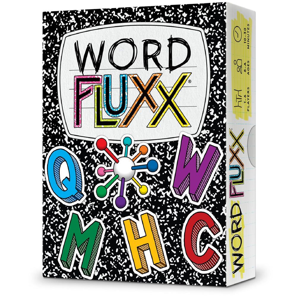 Looney Labs Word Fluxx keeper letter cards shown for quick word-building creativity