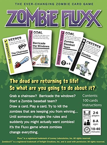 Looney Labs Zombie Fluxx creeper cards spark surprise and chaos.