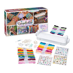 Loopdedoo Deluxe spinning loom in action for quick, vibrant bracelets.