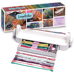 Loopdedoo spinning loom in action for quick bracelet crafting.
