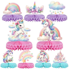 Lopeastar unicorn birthday centerpieces set enhances party tables with magical charm.