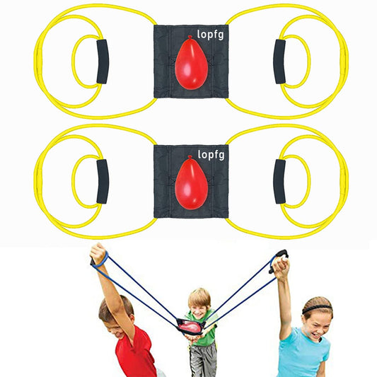lopfg water balloon launcher yellow duo ready for backyard party fun with a safe, reusable design.