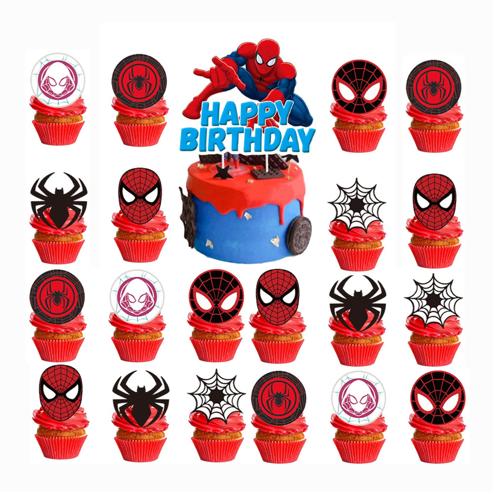 Losede 25PCS cake toppers decorate a birthday cake with festive flair.