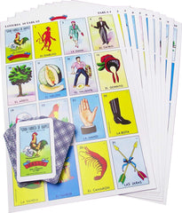 Loteria authentic Mexican game boards show vibrant imagery for lively family nights.