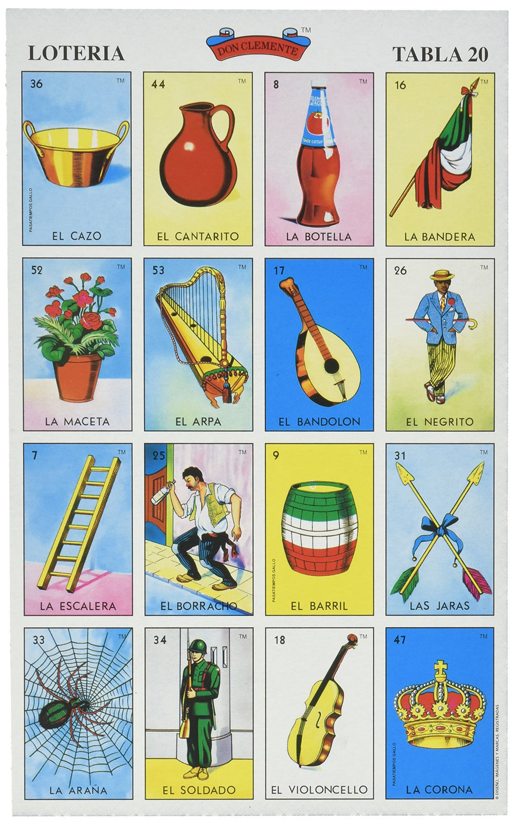 Loteria Don Clemente deck with colorful tablets for family fun and cultural learning.