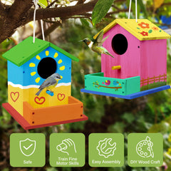 LotFancy Bird House Kit brushes help smooth painting and cleanup