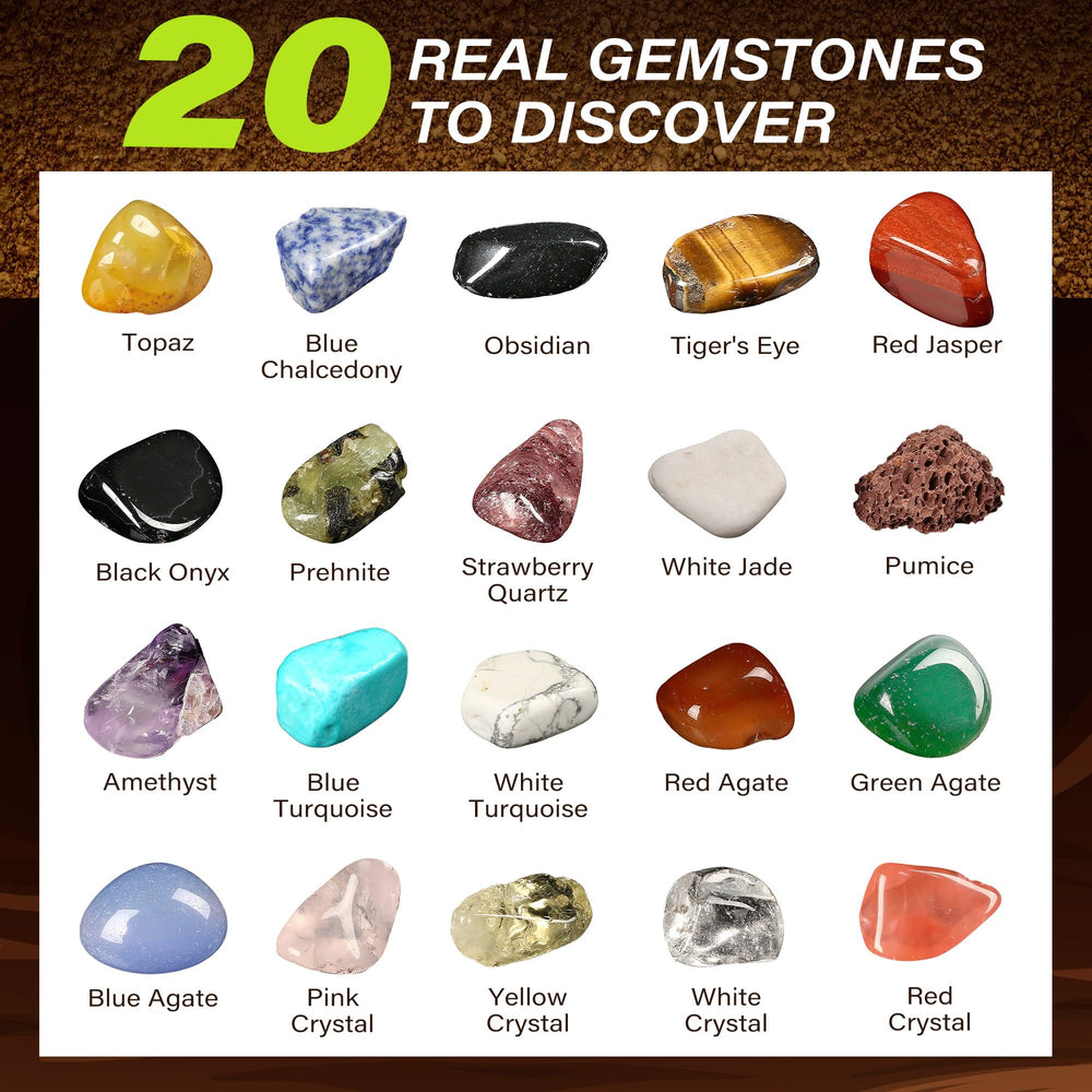 LotFancy gemstone dig brick excavation showing real gemstones revealed during play.