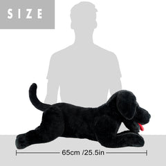 LotFancy realistic black lab plush in lifelike pose for imaginative play.