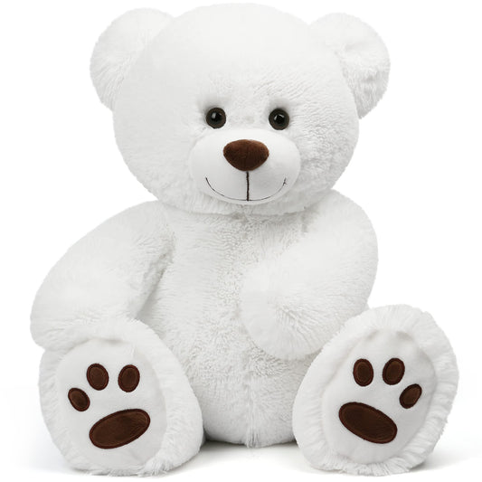 LotFancy teddy bear 20-inch white face for cozy kid cuddles.