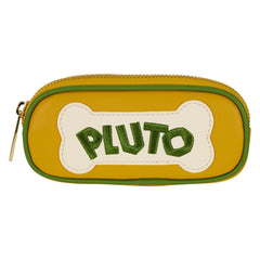 Coin bag labeled Pluto and coordinating lining enhance organization.