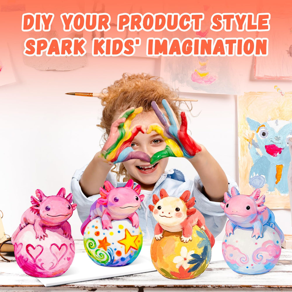 Loungelore Kids painting session with the axolotl lamp kit