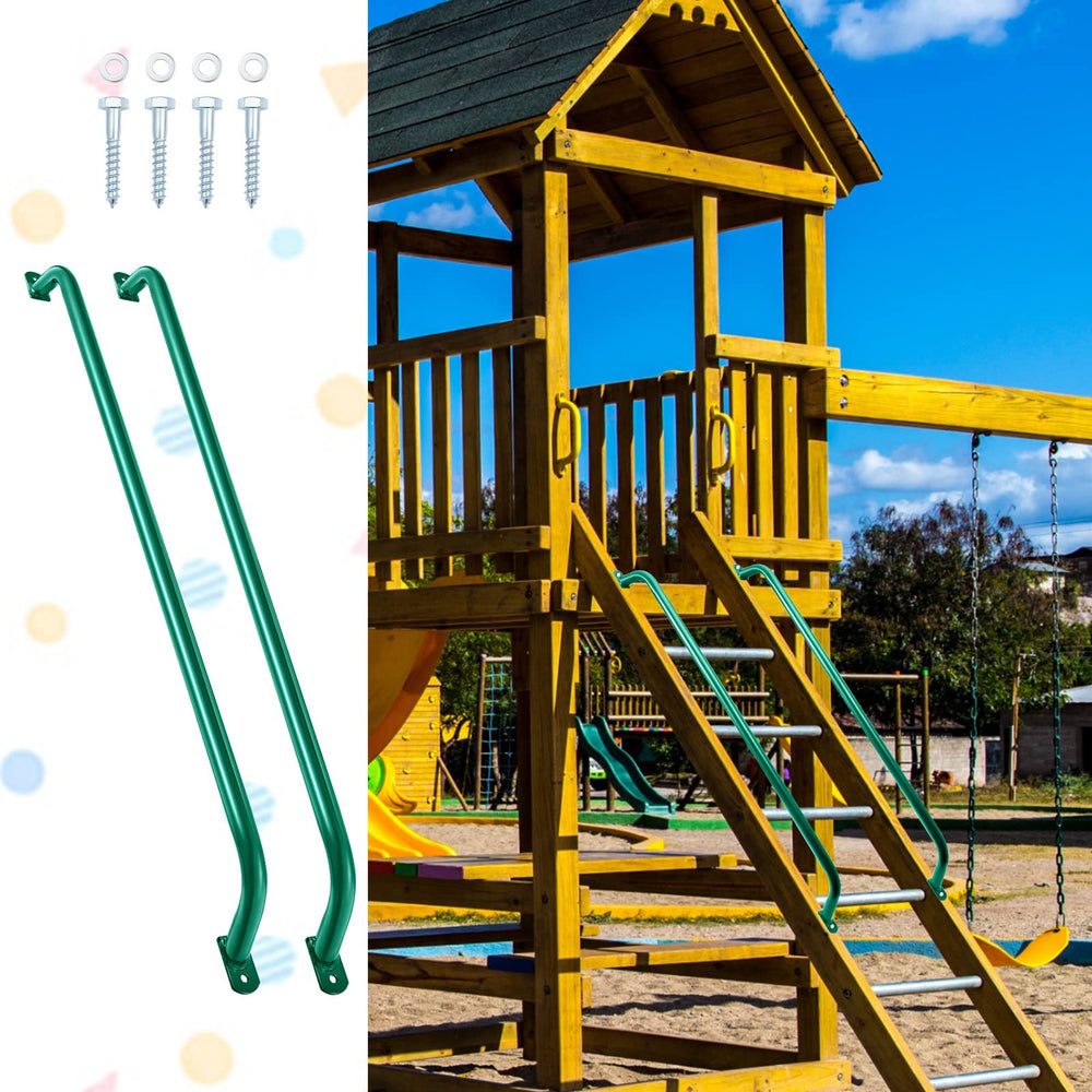 Lounsweer 37-inch green safety handle in playground setting, easy grip for kids.