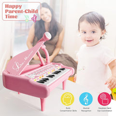 Love&Mini pink piano with microphone for karaoke-style kid performances