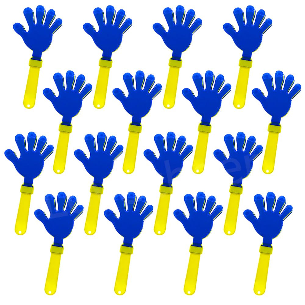 Lovecheer blue and yellow cheer clapper, durable plastic for loud, smooth shakes.
