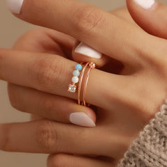 LOVECOM opal beads ring features S925 silver and 14k gold plating for skin-friendly wear