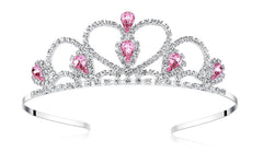 Lovelyshop Pink Gems Tiara front view shows radiant stones for a princess look.