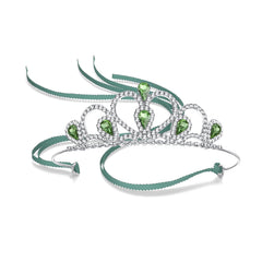 Lovelyshop Princess Tiara Crown with green gem, front view, ideal for birthday photos.