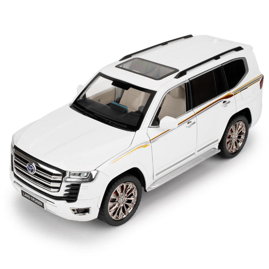 LOVEPOSELY LC300 1:18 front view showing durable zinc alloy body with bright lights