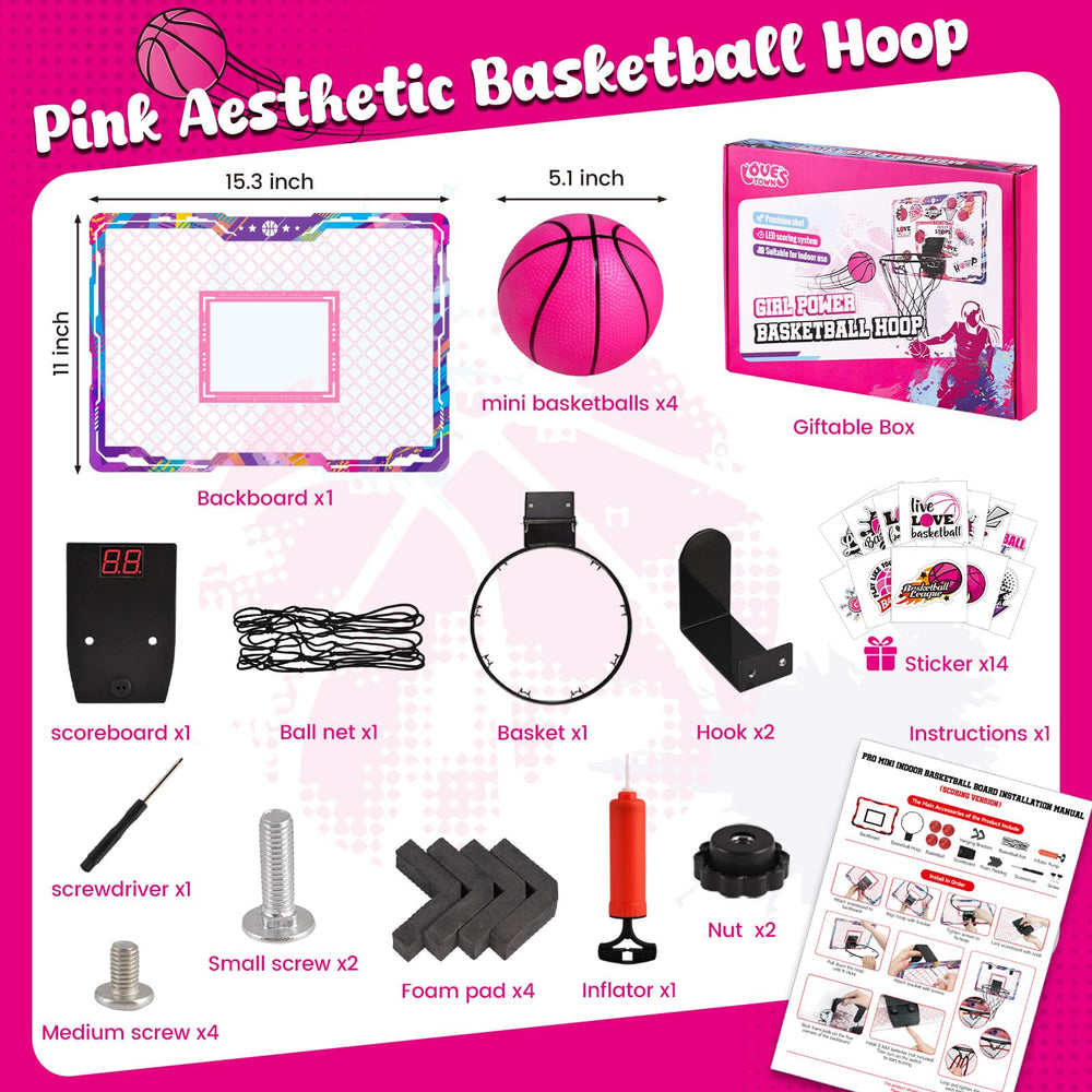 LovesTown pink hoop with LED lights for engaging game visuals during play
