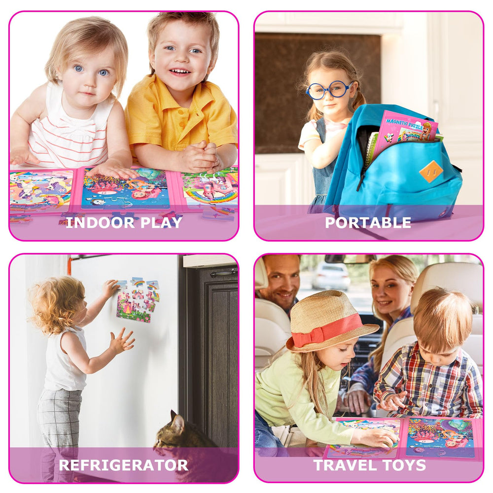 LovesTown portable magnetic puzzle book folds for easy carry during car trips.