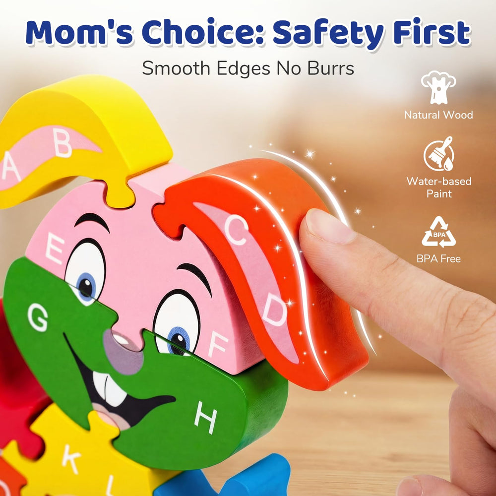 LovesTown wooden rabbit 8-inch height invites safe, easy grasp for little hands