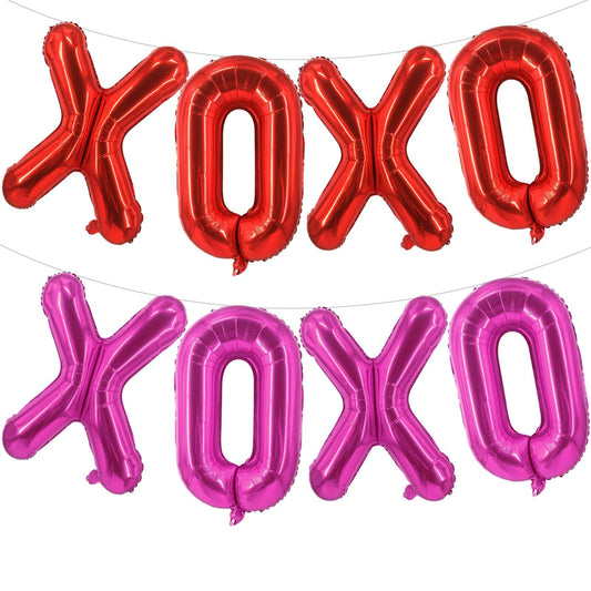 Lovoir 16in red XOXO pink XOXO balloons for romantic decor and photo backdrops.