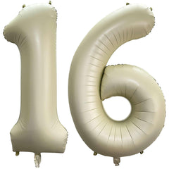 Lovoir 40-inch cream white 16 balloon adds bold birthday backdrop for photos.