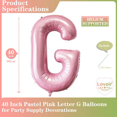 Lovoir pastel pink letter balloon 40 inch enhances celebrations with shimmer