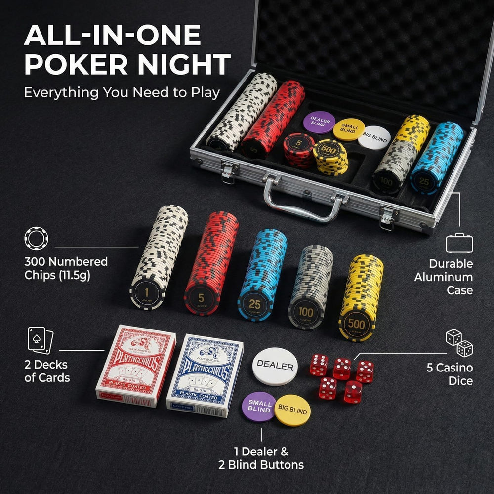 LOYCHIP 11.5g weighted chips deliver premium feel during play.