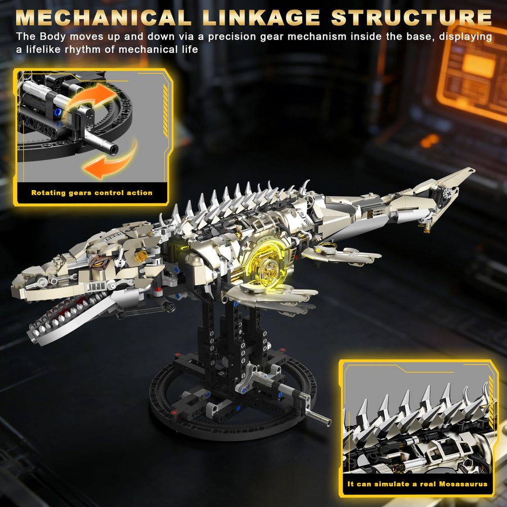 Loyratche Mosasaurus flippers move, illustrating interactive gear action