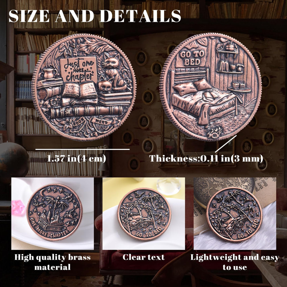 LParkin Just One More Chapter Coin back side featuring scenes from beloved stories.
