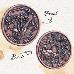 LParkin Just One More Chapter Coin held in hand showcasing solid copper craftsmanship.