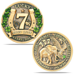 LParkin lucky coin with four-leaf clover for rare luck and daily motivation.