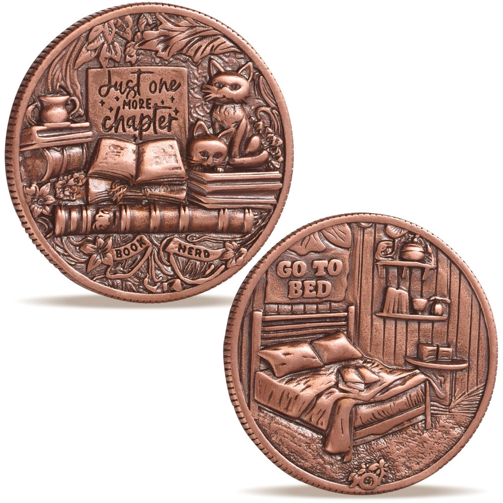 LParkin One More Chapter coin front engraving with scenes to spark a cozy reading ritual