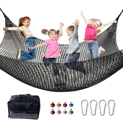LPIW climbing net in a 9.9ft square area enabling versatile backyard play